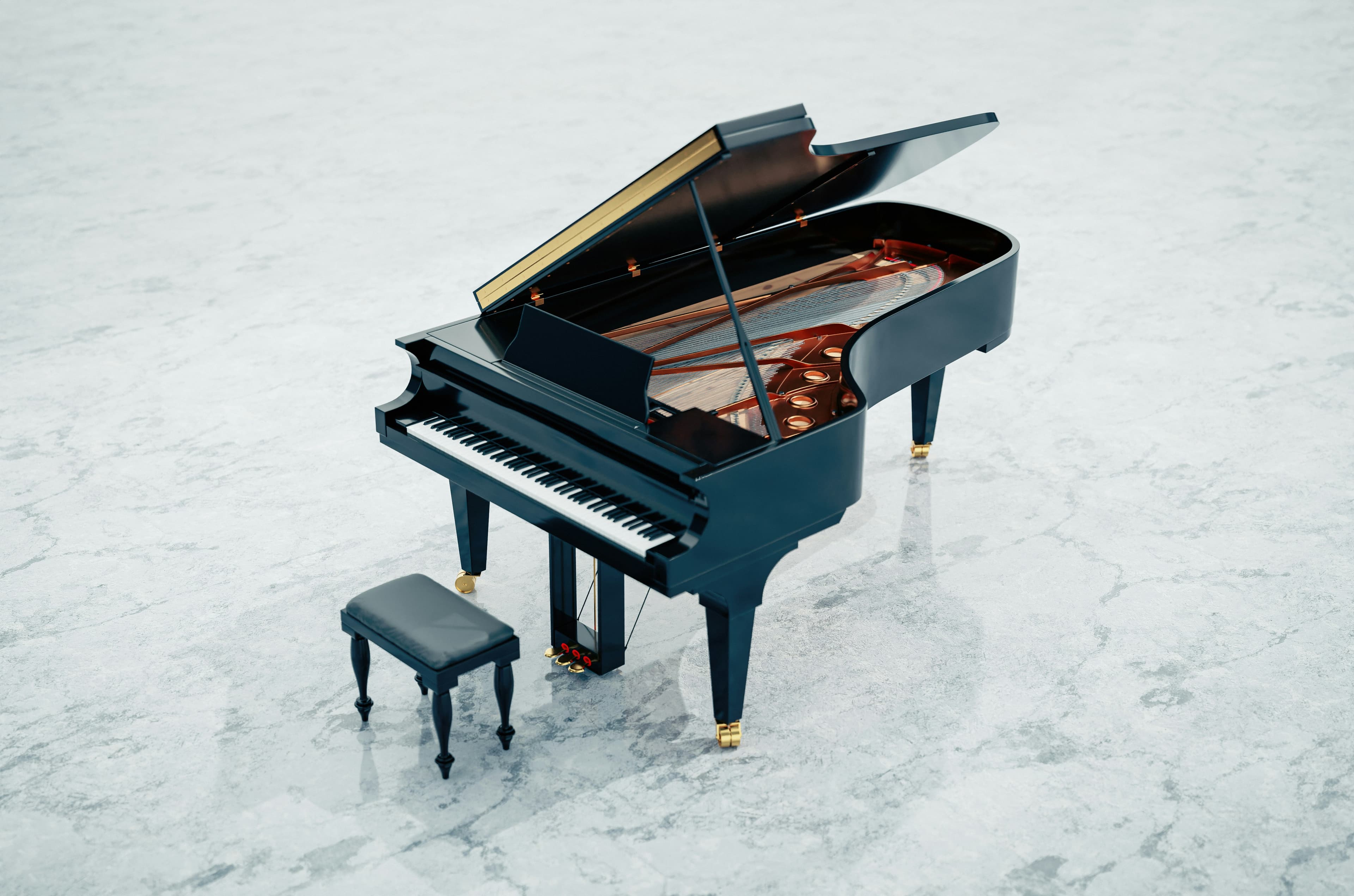Grand piano prepared for tuning in Nairobi