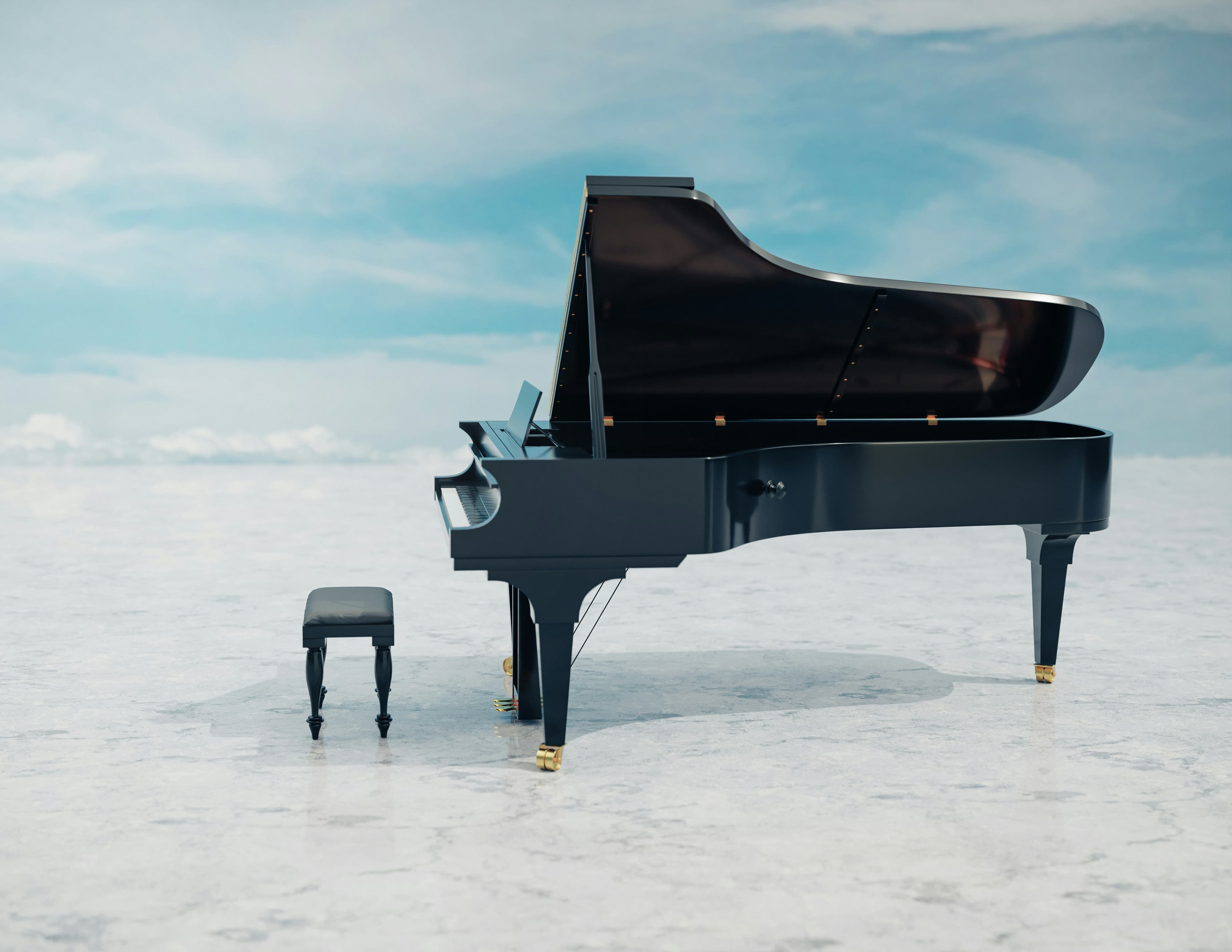 Grand piano in polished black finish
